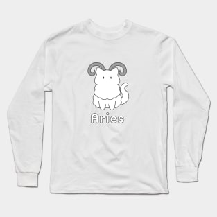 Aries Cat Zodiac Sign with Text Long Sleeve T-Shirt